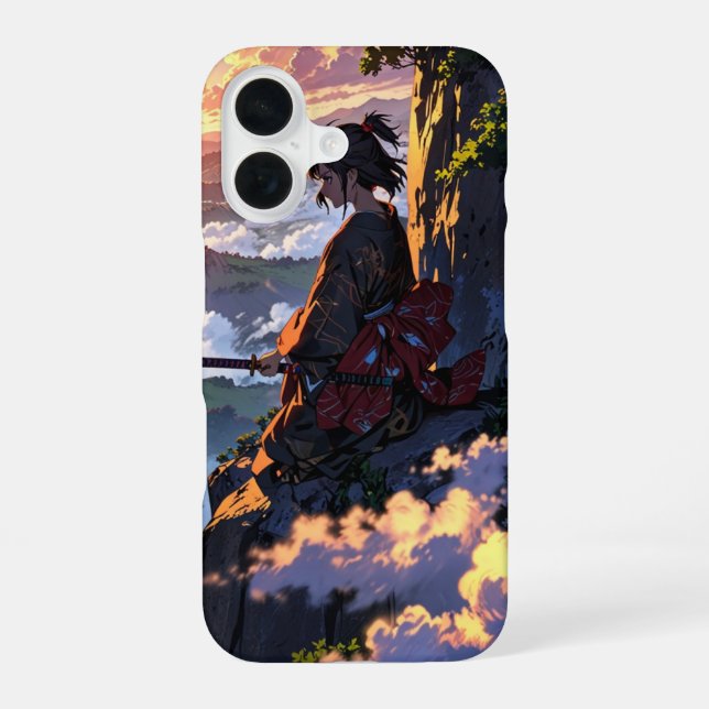 Samurai Sunset iPhone 16 Case (Back)