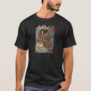 Samurai surfing on the backs of crabs c. 1800's T-Shirt