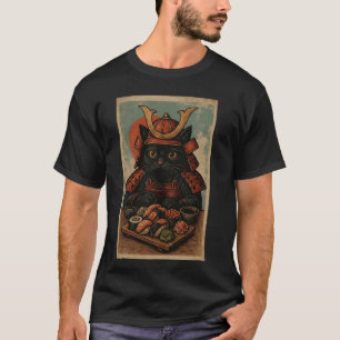 Samurai Sushi Cat Retro Japanese for Boys Men Wome T-Shirt