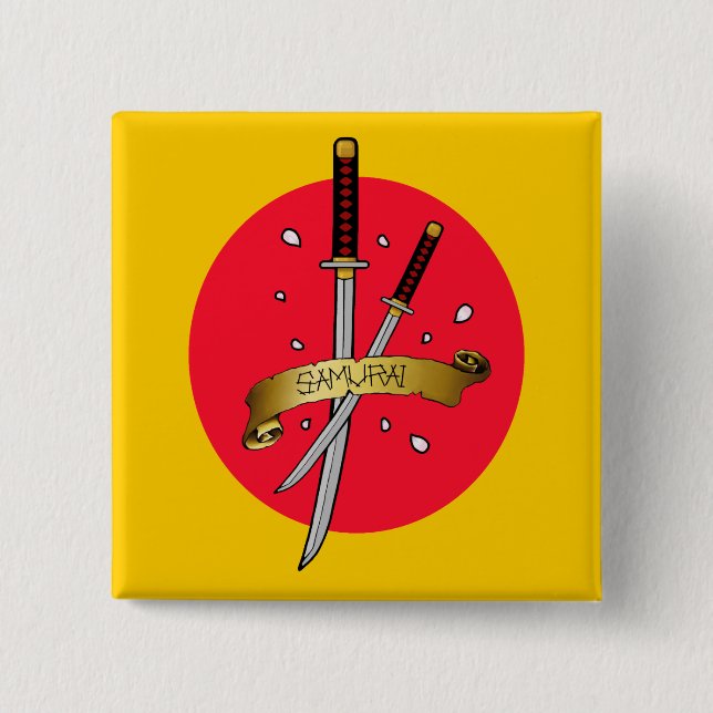Samurai Sword Tattoo 15 Cm Square Badge (Front)