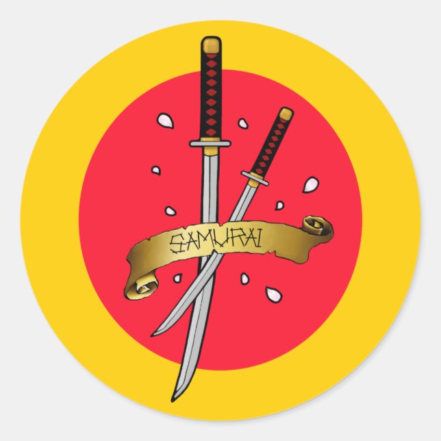 Samurai Sword Tattoo Classic Round Sticker (Front)