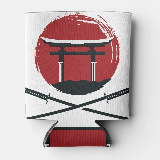 Samurai Sword: Torii Gate Cartoon Can Cooler (Front)