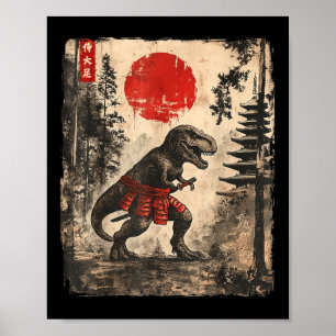 Samurai T-rex Japanese Dinosaus Funny Dino Gifts G Poster