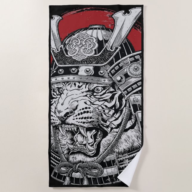 Samurai Tiger Beach Towel (Front)
