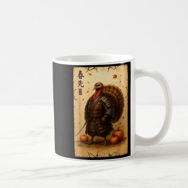 Samurai Turkey Thanksgiving Japanese Warrior Anime Coffee Mug (Right)
