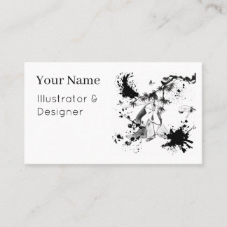 Samurai Under Pine - Sumi-e Ink Style Business Card