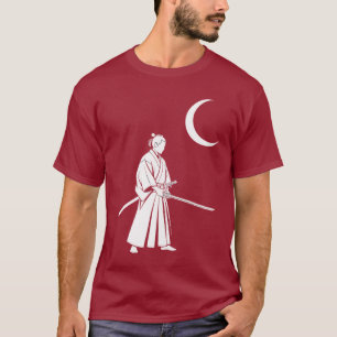Samurai Under the Crescent Moon – Minimalist Japan T-Shirt