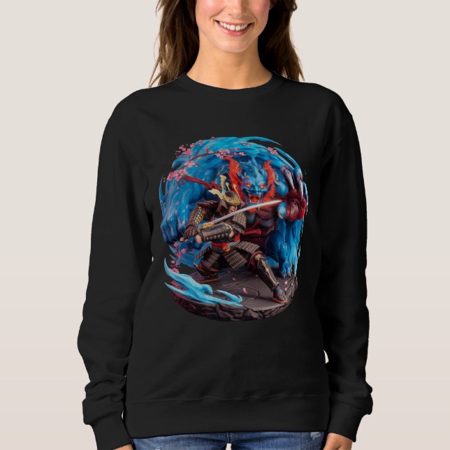 Samurai vs Demon Japanese Folklore Culture Oni Sweatshirt (Front)
