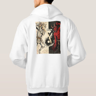 Samurai vs Japanese Oni Demon Dual Yin Yang Graphi Hoodie