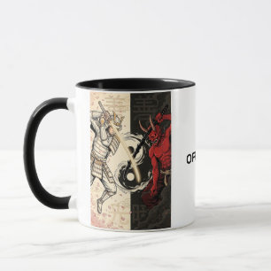 Samurai vs Japanese Oni Demon Dual Yin Yang Graphi Mug