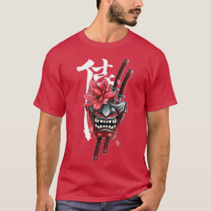 Samurai Warrior Aesthetic Japanese Oni Mask Katana T-Shirt