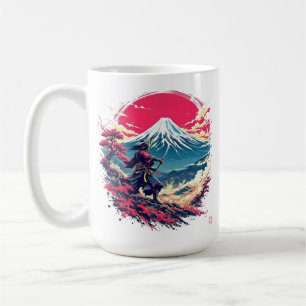 Samurai Warrior at Mount Fuji Japanese Art  Coffee Mug