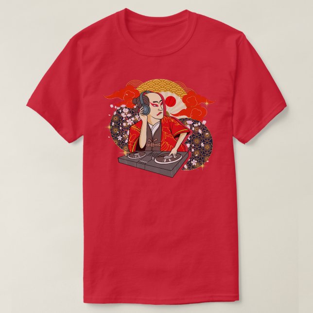 Samurai Warrior Bushido Code Japanese DJ Swordsmen T-Shirt (Design Front)