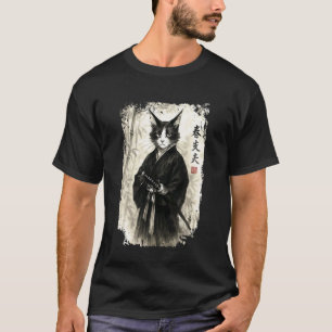 Samurai Warrior Cat Japanese Ink Art Sumi-e Japan T-Shirt