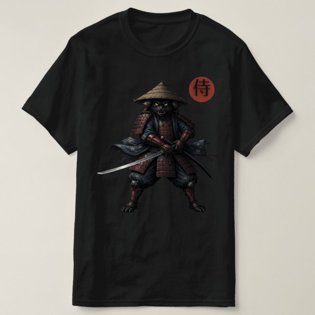 Samurai Warrior Cat T-Shirt (Design Front)