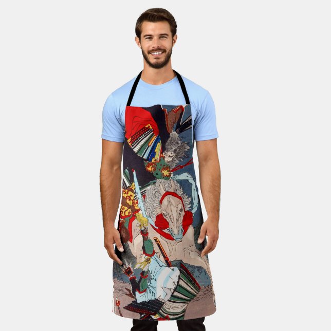 Samurai Warrior Fighting on a Horse, Yoshitoshi Apron (Worn)