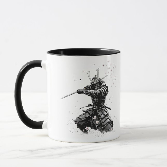 Samurai Warrior in Action Japanese Art Ceramic  Mug (Left)