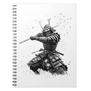 Samurai Warrior in Action Japanese Art Ceramic Notebook
