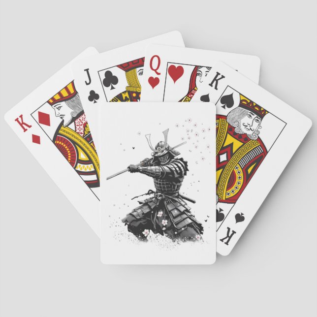 Samurai Warrior in Action Japanese Art Ceramic  Playing Cards (Back)