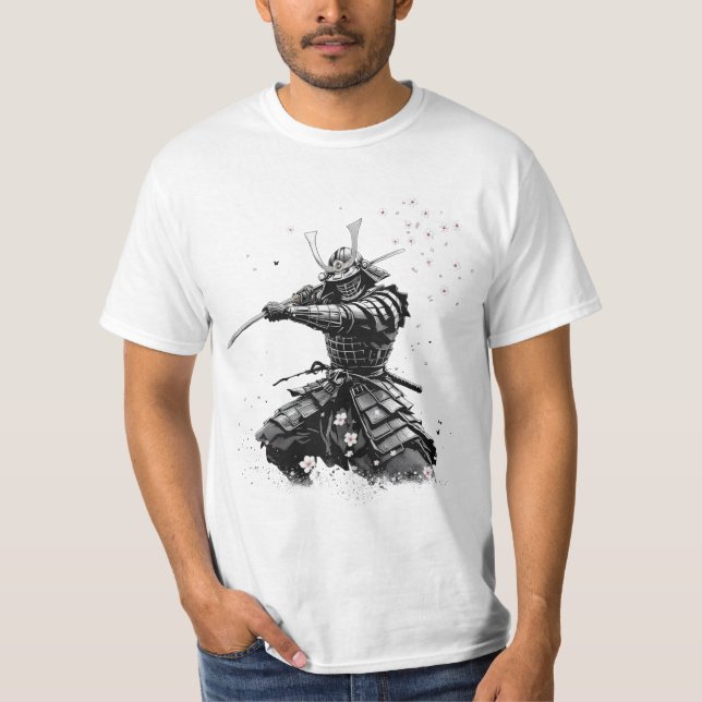 Samurai Warrior in Action Japanese Art Ceramic  T-Shirt (Front)