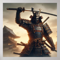 Samurai Warrior in Dark Armour with Dramatic ligh
