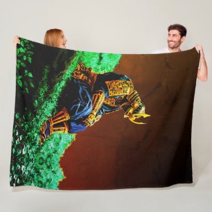 Samurai Warrior in Golden Armour – Epic Japanese Fleece Blanket
