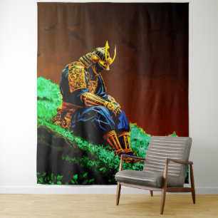 Samurai Warrior in Golden Armour – Epic Japanese Tapestry