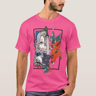Samurai Warrior Japanese Fo Mask Japan Anime Girl T-Shirt