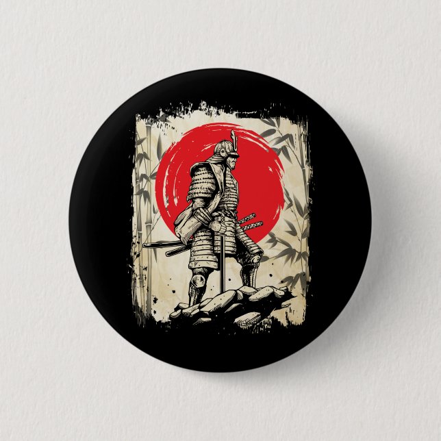 Samurai Warrior Japanese Hero Japan Swordsmen 6 Cm Round Badge (Front)