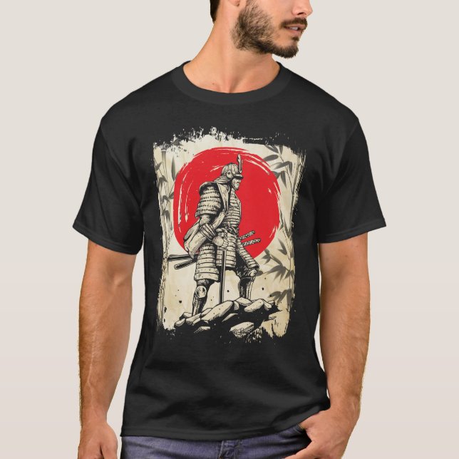 Samurai Warrior Japanese Hero Japan Swordsmen T-Shirt (Front)