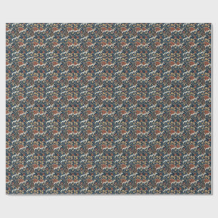Samurai Warrior & Ocean Wave Japanese Pattern Art Wrapping Paper