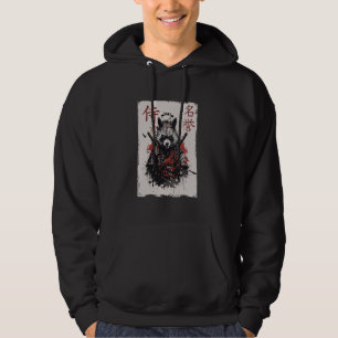 Samurai Warrior Racoon Graphic, Cool Japanese Art Hoodie
