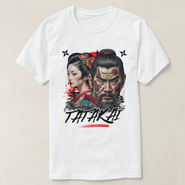 Samurai Warrior Spirit - Artistic Tattoo Design T-Shirt (Design Front)