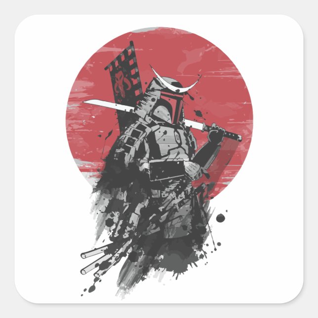 "Samurai Warrior Sticker - Japanese Ink Art Vinyl  (Front)