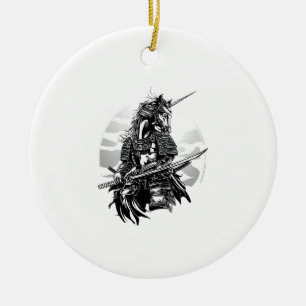 Samurai Warrior Unicorn (1) Ceramic Tree Decoration