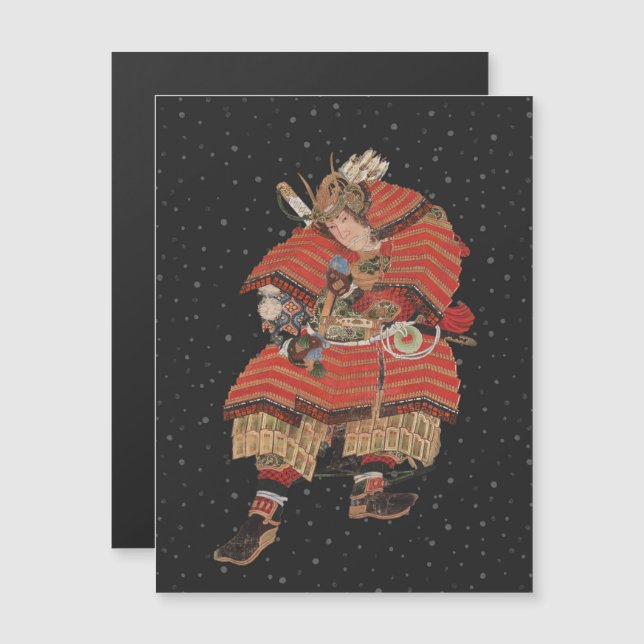 Samurai Warrior Vintage Japanese Art Magnetic Invitation (Front/Back)