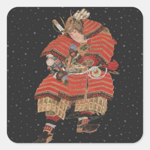 Samurai Warrior Vintage Japanese Art Square Sticker