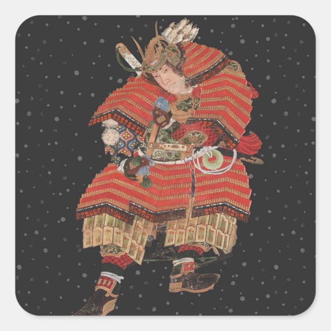 Samurai Warrior Vintage Japanese Art Square Sticker (Front)