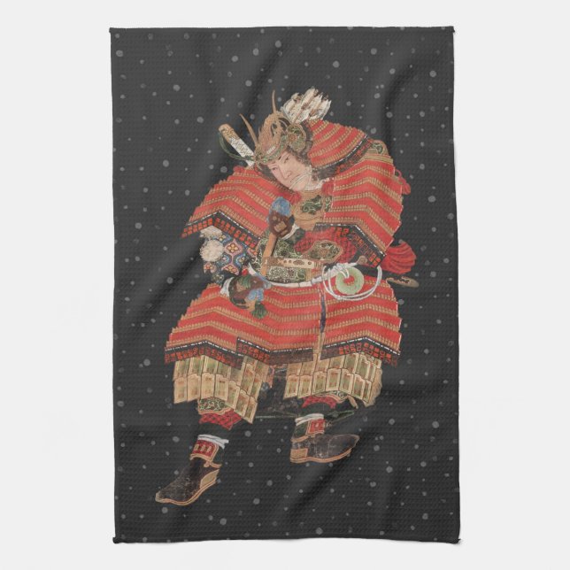 Samurai Warrior Vintage Japanese Art Tea Towel (Vertical)