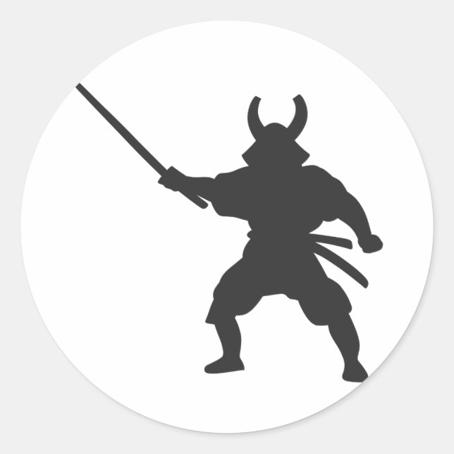 Samurai Warrior with sword - Choose back colour Classic Round Sticker (Front)