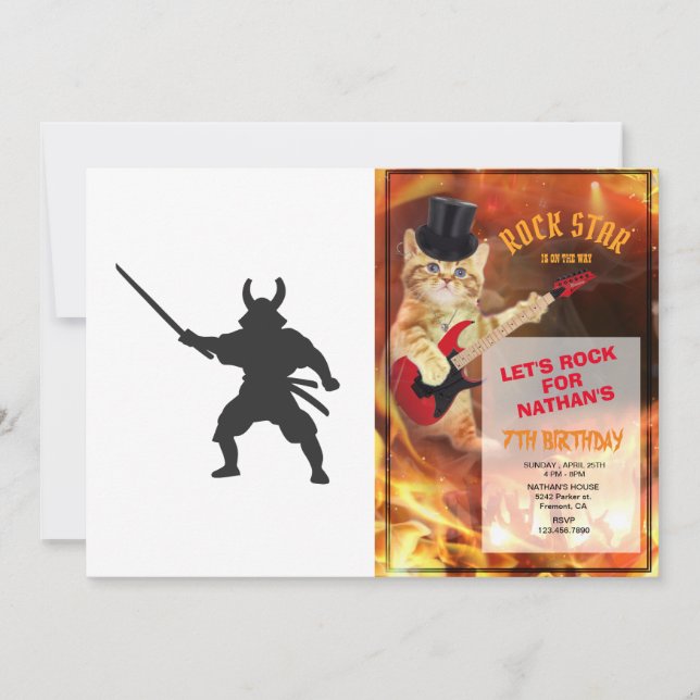 Samurai Warrior with sword - Choose back colour Invitation (Front)