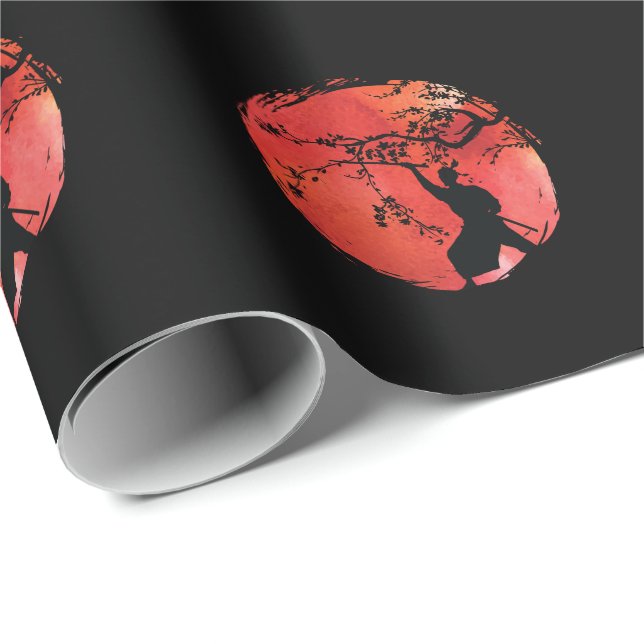 Samurai warrior with sword flagged in Japan Wrapping Paper (Roll Corner)
