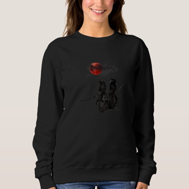 Samurai Warriors Under A Cloudy Red Moon Japanese  Sweatshirt (Front)