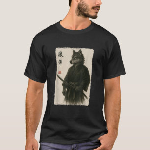 Samurai Wolf Funny Vintage Japanese Graphic Art  T-Shirt