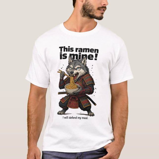 Samurai Wolf Ramen basic t-shirt  (Front)