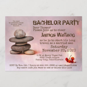 Samurai Zen Stones Bachelor Party customisable Invitation