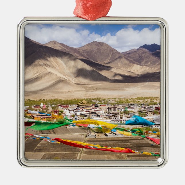Samye monastery aerial view - Tibet, Asia Metal Tree Decoration (Front)