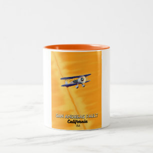 San Andreas fault California USA Travel poster. Two-Tone Coffee Mug