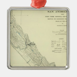 San Andreas Rift near Fort Ross Metal Tree Decoration