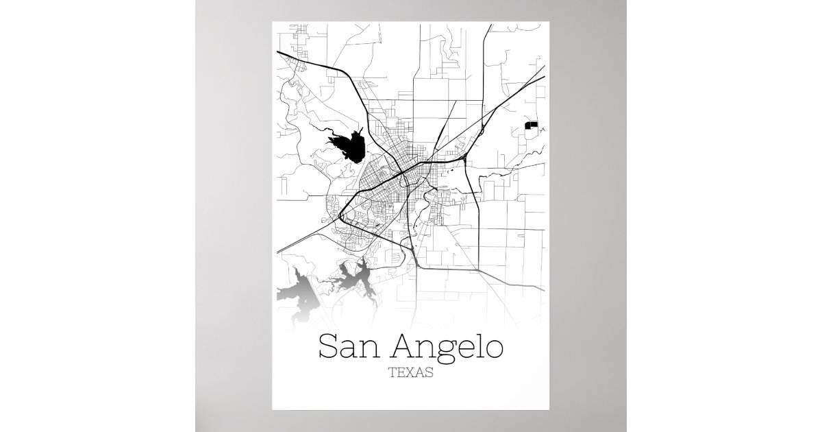 San Angelo Map Texas City Map Poster Zazzle 1091